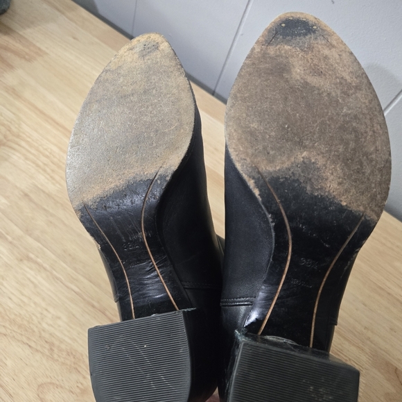 Alexander Wang Anja Black Leather Boots Womens Sz 8.5 Block Heel Buckle Closure. - Picture 12 of 14